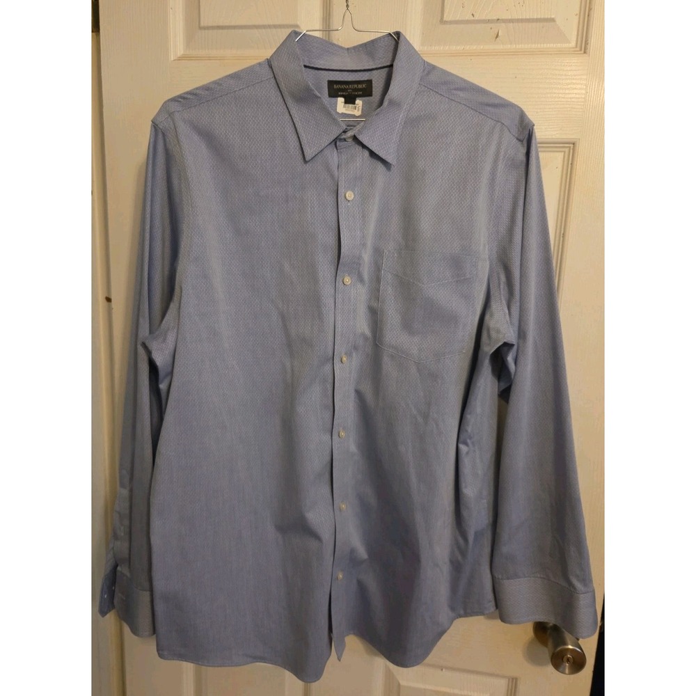 Banana Republic Mens Dress Shirt XL 17/17.5 35/36 Blue Long Sleeve